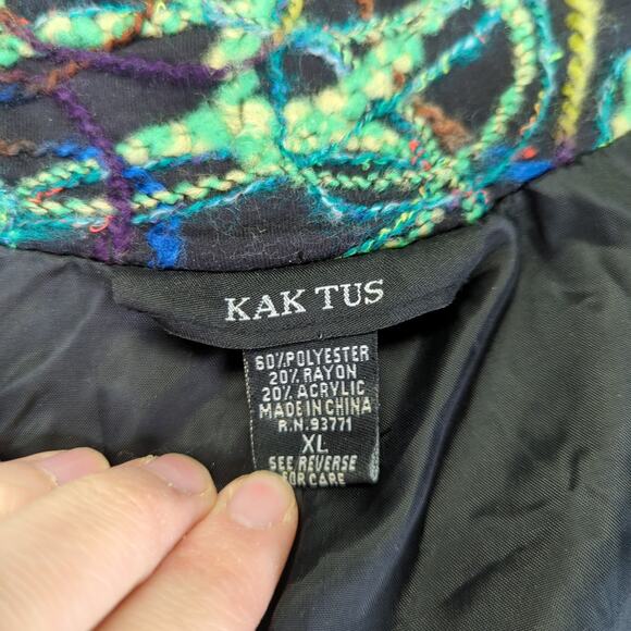 Vintage Kaktus Wearable Art Button Front Jacket Maximalist Women's Size XL‎ - Picture 7 of 8